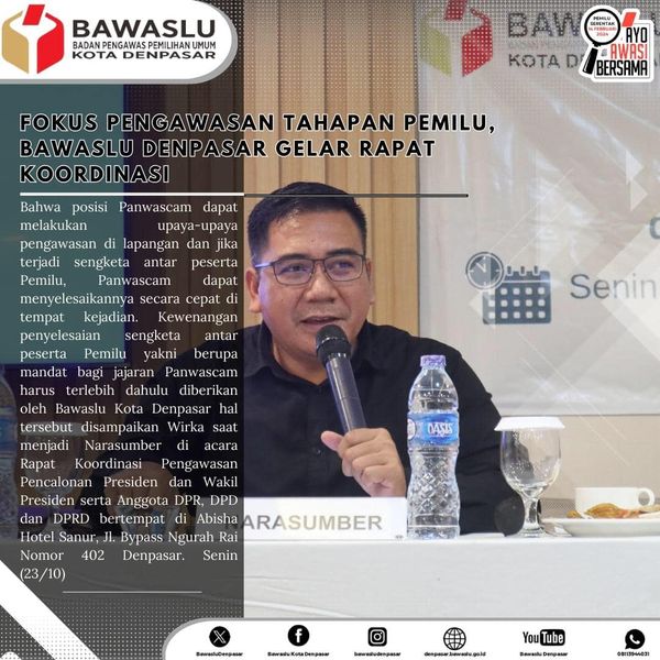 Fokus Pengawasan Tahapan Pemilu, Bawaslu Denpasar Gelar Rapat Koordinasi