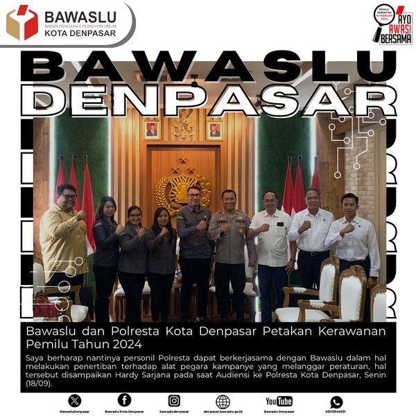 Bawaslu dan Polresta Kota Denpasar Petakan Kerawanan Pemilu Tahun 2024