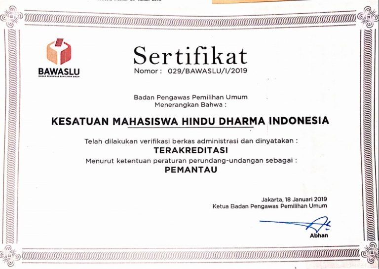 Kunjungan Rombongan Kesatuan Mahasiswa Hindu Dharma Indonesia (KMDHI) Sebagai Pemantau Pemilu 2019