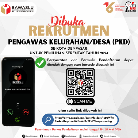 DIBUKA REKRUTMEN PENGAWAS KELURAHAN/DESA SE-KOTA DENPASAR